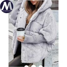 Elegante Damen-Winterjacke mit Kapuze, verdickt, wärmend, lässig, lockerer kurzer Parka, koreanische Mode, Splice, warmer Mantel für Damen