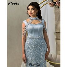 Arabische Perlen Schulter Abendkleider Perlen Stoff Formelle Anlässe Kleid Verlobung Party Kleider Vestidos De Cóctel Angepasst