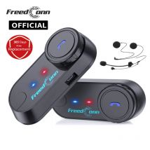FreedConn Bluetooth Interfono per moto Cuffie per casco Cuffie FM Condivisione di musica Altoparlante per comunicatore per casco