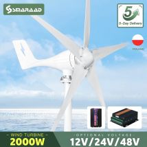 Generatore Eolico Orizzontale 2000W 12V 24V 48V, Dinamo Magnetica ad Alta Potenza, Energia Gratuita con Uscita Inverter 220V per Uso Domestico