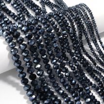 3 4 6 8 10 mm schwarze Kristallperlen Rondelle lose Spacer Glas facettierte Perlen für Schmuckherstellung DIY Handarbeit Armband Zubehör