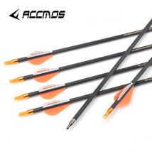 Flecha de carbono puro para columna vertebral, 12 unidades, 300, 350, 400, 500, 600, 700, 28, 30 pulgadas, ID, 6,2mm, punta de flecha extraíble para compuesto de tiro con arco/Recuvr