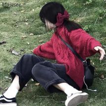 Pullover Frauen Solide Lange Hülse O-ansatz Gestrickte Casual Lose Retro Beliebte Koreanische Studenten Harajuku Jumper Trendy Neue Pullover