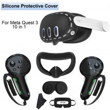 Custodia controller in silicone morbido 10 in 1 per Meta Quest 3 /3S Protezione impugnatura per auricolare con coperchio batteria per accessori Quest 3/3S