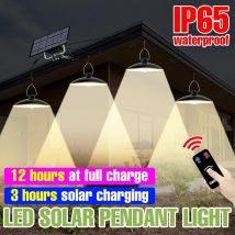 Lampada a sospensione a LED solare lampada da esterno impermeabile da campeggio veranda da giardino balcone Patio luci a sospensione a quattro teste con telecomando