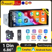 Podofo Android Carplay 1 Din GPS Autoradio 2.5D Lettore MP5 per auto con BT WIFI GPS Ricevitore radio FM Supporto fotocamera posteriore
