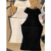 Sexy Y2k Crop Tops Autumn Fashion Tanks 2025 Odzież damska Solid All Match Vest Korean Sleeveless Halter Backless Knitted