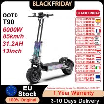 OOTD T90 6000W Picco scooter elettrico Doppio motore per adulti 85 km/h Velocità massima 13 pollici Pneumatici fuoristrada da strada Batteria da 60 V 31,2 Ah Portata 100 km