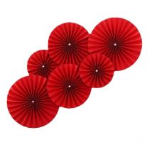 6Pcs Chinese Style Red DIY Wedding Fan Flower Hanging Paper Crafts Bedroom Living Room Wall Decor Origami Fan DIY Party Supplies