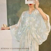 Neue Chinesische Stil Kimono Strickjacke Elegante Lange Quasten Hanfu Jacke Tops Traditionelle Kimono Haori Yukata Sommer Frauen Lose Mantel