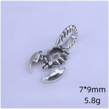 S925 Sterling Silver Oval 7*9mm Retro Scorpion Amber beeswax Personality DIY Pendant Settings Gifts Man Womens Jewelry Wholesale