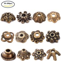 NBEADS 50-200PCS Okrągłe koraliki w stylu tybetańskim Bez kadmu, bez niklu i ołowiu do przekładek Pasują do bransoletek z biżuterią DIY