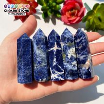 1pc Natürliche Steine Sodalith Kristall Punkt Turm Heilung Poliert Quarz Energie Erz Mineral Obelisk Hause Dekoration DIY Geschenk