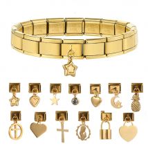 Sterne Kreuz Herz Mond Krone CZ Anhänger italienischen Charm Link Fit 9mm Armband Edelstahl Schmuck machen Geburtstagsgeschenke