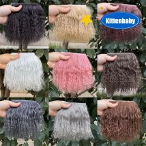 1Pcs Dolls Accessories Mongolia Fur Sheepskin Wool Extensions Curly Texture Hair Row Curly Hair Extensions SD Blyth Wigs Hair