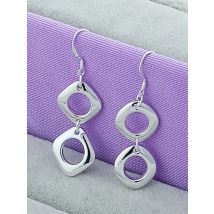 2025 New 925 Sterling Silver Square Round Geometry Drop Earrings For Woman Wedding Engagement Fashion Party Charm Jewelry