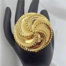 Classic Huge Natural Gold Color Plated Ring Handmade For Women Adjustable High Quality New In Fashionable Luxury Women's Rings