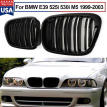 SAIQINGSP Vorderer Niere-Paar-Gitter, Grill für BMW E39 525i 530i M5 1999–2003, Racing-Grills, glänzendes Schwarz