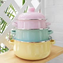 GIEMZA Nonstick Dutch Oven Pan Set Enamel Roast Bread Household 3pcs Yellow Red Blue Colorful Baking Bowl For Sourdough
