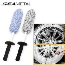 SEAMETAL Spazzola per lavaggio auto Spazzola per ruote premium in peluche Manico antiscivolo Cerchioni facili da pulire Raggi Guanto per pulizia barile ruota