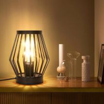 Linterna LED con jaula de metal que funciona con pilas, luz decorativa inalámbrica con bombilla LED Edison ideal para regalo de fiesta, jardín, dormitorio