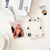 Kpop Fotokartenhalter Schlüsselanhänger 7,6 cm Kredit-ID Bankkarte Acryl Transparent Doppelkarte Schutzabdeckung Anhänger Schlüsselanhänger