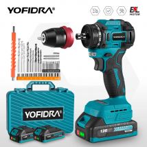 YOFIDRA Trapano elettrico senza spazzole Cacciavite 10MM Trapano a percussione a batteria portatile Utensile elettrico per la lavorazione del legno per batteria Makita 18V