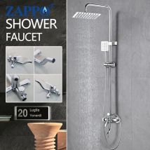 ZAPPO Set doccia da bagno Sistema doccia a parete a 3 funzioni con miscelatore con beccuccio per vasca girevole a 360° Soffione doccia a pioggia