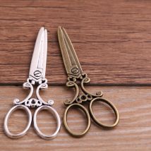 6PCS 24*60mm Metal Alloy Two Color Big Shear Charms Commodity Pendants for Jewelry Making DIY Handmade Craft P6562