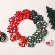 12-teiliges Weihnachts-Haarspangen-Set für Babys, Mädchen, Weihnachtsmann-Druck, Band, Haarnadeln, Boutique-Party, Kopfbedeckung, Haarschmuck