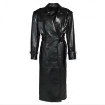 Jaxmonoy Cappotto in vera pelle da donna Trench in pelle di pecora di alta qualità Donna Primavera Autunno Moda Giacca in vera pelle nera