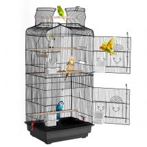 SucceBuy  Open Top Large Parrot Bird Cage Hanging Bird Cage for Kinds of Birds Travel Pet Flight Birdcage with Swing and Perch