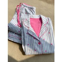 Sweet Large Size Girl's Long Sleeve Open Cardigan Heart Print Sleepwear Set Comfortable Skin-friendly Home Clothes for Autumn