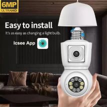 ICsee E27 6MP Glühbirne WiFi Kamera Dual Lens Dual Screen Auto Tracking Zwei-wege Audio Farbe Nachtsicht für Indoor Überwachungskamera