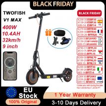TWOFISH Scooter Elettrico 400W Motore di Potenza 36V 10.4AH 32 Km/h Velocità Massima 120kg Carico 9 Pollici Pneumatico Freno A Disco E-scooter