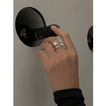 VENTFILLE Sterling Silver Fashion Double Layer Waterdrop Ring Ladies Square Diamond Zircon Open Index Finger Ring Jewelry Gift