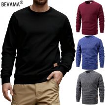 Autumn Men's Casual Sweater Round Neck Long Sleeve Knitted Pullover Solid Color Basic Loose Sweatshirt Daily Warm Streetwear
