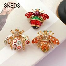 SKEDS Lusso Vintage Donne di Cristallo Carino Smalto Ape Spille Spille Barocco Perla Insetto Gioielli Spilla Per Lady Distintivi Spille