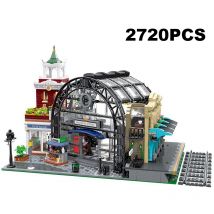Kreative Die Treffen Punkt Station Baustein Stadt Architektur Modell MOC Street View Montieren Ziegel Spielzeug Geschenk Für Kind Erwachsene