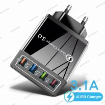Ładowarka USB 3A 4-portowa szybka ładowarka USB 3.0 Wtyczka EU US do iPhone Samsung Xiaomi Poco Szybkie ładowanie Ładowarka do telefonu komórkowego Adapter