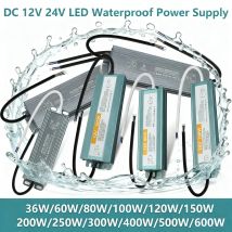 Fuente de alimentación impermeable DC 12V 24V IP67 transformador de iluminación LED para exteriores 60W 80W 100W 150W 200W 300W 400W 500W 600W Controlador LED