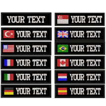 Benutzerdefinierte Namens-Stickerei-Patch, Armee, schwarze Aufnäher, US-Brasilien, Frankreich, UK-Landesflagge, personalisierbar für Jacke, Tasche, Mantel; 2 Stück/Menge