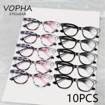 10 Stück VOPHA Modische und elegante bedruckte Lesebrille mit Blaulichtblockierung – Anti-Augenspannungs-Leser für Damen und Herren