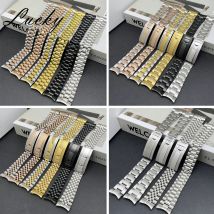 Bracciale da 20 mm Chiusura con chiusura a scorrimento Cinturino in acciaio inossidabile massiccio 904L Bracciale Oyster lucido spazzolato Fibbia pieghevole Blocco scorrevole