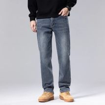 Klassische Herren Business Casual Jeans Modische gerade Stretch lose Denim Hosen Herbst und Winter Herren dicke Hosen