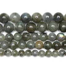 Naturstein B-Qualität, China-Material, blau, glänzender grauer Labradorit, runde lose Perlen, 38,1 cm Strang, Auswahlgröße