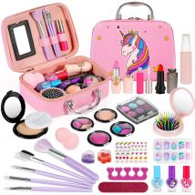 Kinder-Make-up-Set für Mädchen, 27-teiliges waschbares Kosmetik-Set mit Make-up-Etui für Kinder, Rollenspiel-Spielzeug und Geschenk