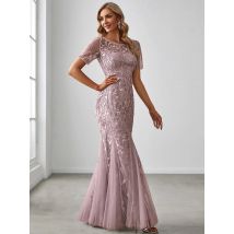 Elegant Evening Dress Sequin Print Fishtail Tulle Dresses for Party 2025 Ever Pretty of Lilac Sequin tulle Bridesmaid Dresses