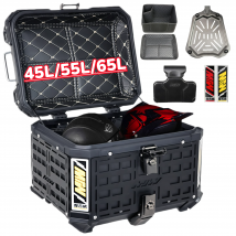 65L/55L Addensare Armatura Moto Top Box Impermeabile In Alluminio Moto Top Case Casco Box Bagagli Caso Cassetta degli attrezzi a sgancio rapido