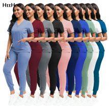 Scrubs Women Beauty SPA Uniform Pet Clinic Store Veterinary Dentistry Work Clothes Set Wysokiej